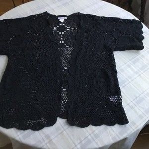 Roaman’s Sz L black loose knitted sweater or cover-up